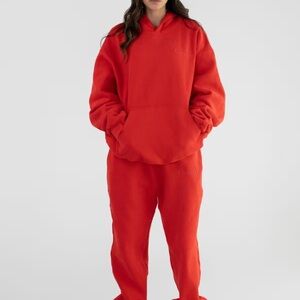 Vibrant Red Hoodie and Joggers Set